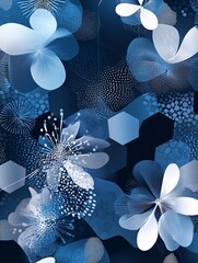 Poster - Blue floral pattern design for backgrounds.