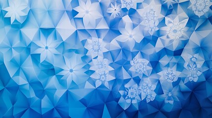 Poster - Abstract blue and white geometric pattern.
