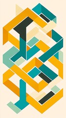 Poster - Colorful geometric abstract design on beige.