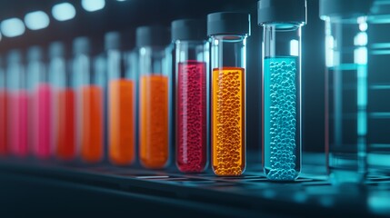 Wall Mural - colorful liquid in test tubes laboratory research concept