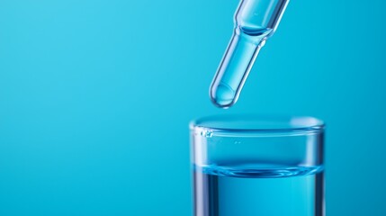 Wall Mural - dropper adding liquid to test tube on blue background