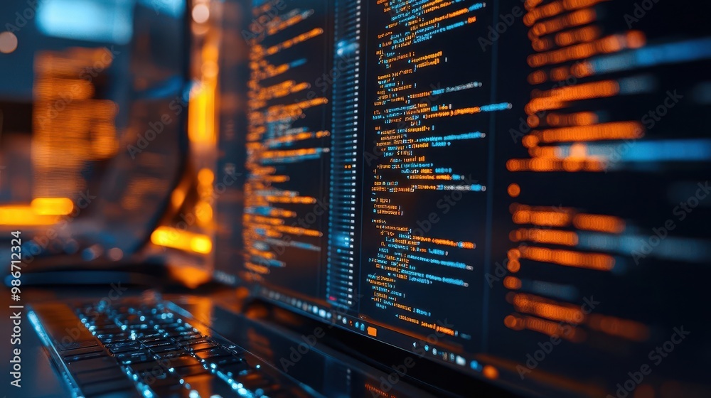 Mobile apps development team coding in a modern office, tech-savvy style, sharp focus, bright lighting