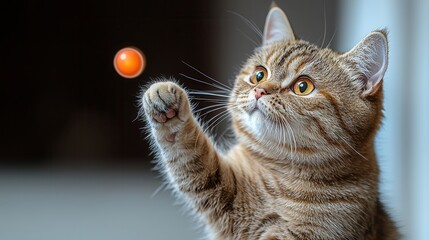 Playful Exotic Shorthair Cat Reaching for Toy