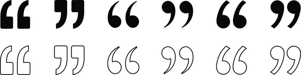 Poster - set of black quote mark icon design. text quote mark design. outline commas icon vector illustration.