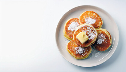 Wall Mural - Delicious Pancakes with Powdered Sugar and Butter