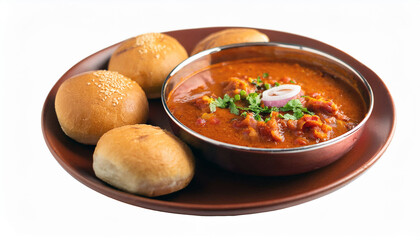 Canvas Print - Spicy Indian Curry with Bread Rolls