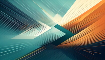 Wall Mural - Abstract background with diagonal lines in teal, orange, and black.