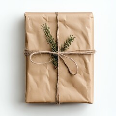 Christmas present, ecofriendly kraft paper and twine, 3D illustration