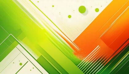Poster - Abstract background with diagonal lines in green, orange, and white.