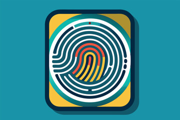 Poster - A vibrant illustration features a unique fingerprint design against a striking backdrop, ideal for customization, Customizable flat illustration of a fingerprint.