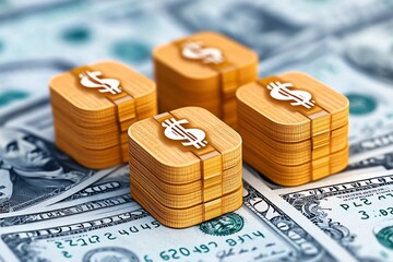 Leinwandbilder - Bond coupon payments, illustrated in a clean style showing periodic returns with simple dollar symbols