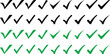 © Md - Set of Green check mark icon. Hand-drawn checkmark illustration. Green check mark, mark symbol, tick OK sign, right icon, solve sign, success vector icon. illustration of a check mark