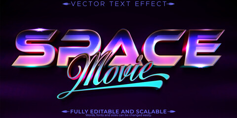Wall Mural - Space editable text effect, editable retro and stars text style
