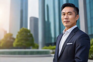 Confident businessman in a modern urban setting