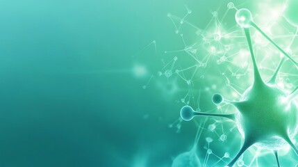 Poster - Abstract green background with glowing molecular structure.