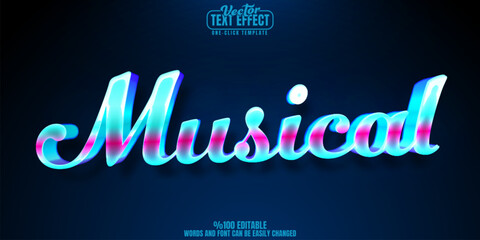 Musical editable text effect, customizable theater and show 3d font style