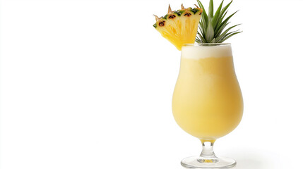 Poster - Pina colada cocktail standing on white background with copy space