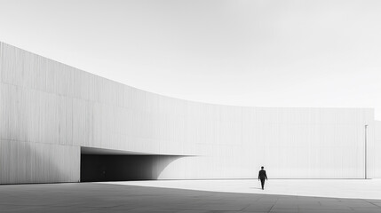 Aufkleber - Businessman walking towards modern building in black and white