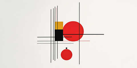 Aufkleber - Minimalist abstract geometric composition featuring intersecting lines and circles