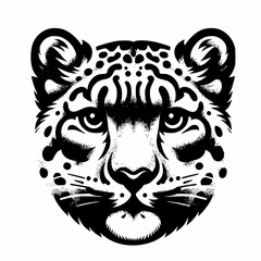 Wall Mural - Snow leopard outline vector outline illustration, big cat endangered species icon mascot symbol design element