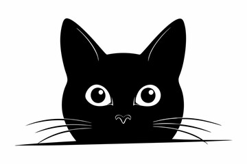 
Peeking black cat silhouette vector, Funny peeking pet. Vector illustration
