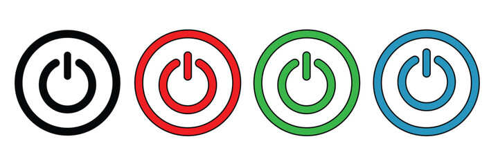Aufkleber - power button icon set. switch on switch off icon/sign. computer start trigger button symbol in fille
