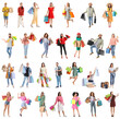© Pixel-Shot - Set of different people with shopping bags on white background