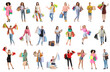 © Pixel-Shot - Set of many different people with shopping bags on white background