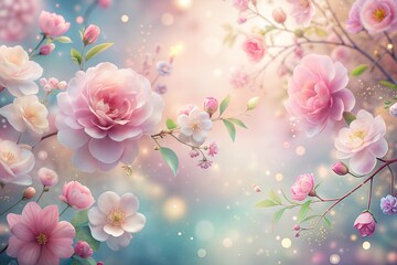 Wall Mural - delicate spring flowers blooming in soft light