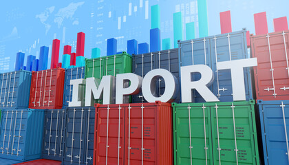 Wall Mural - Container for export and import transportation business, 3d rendering