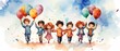 © GenerativeAIpicture - Joyful Children Celebrating International Day with Balloons