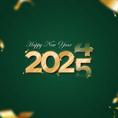 Poster - Numeric Happy New Year 2025 Greeting Template for social media with fully editable text and font