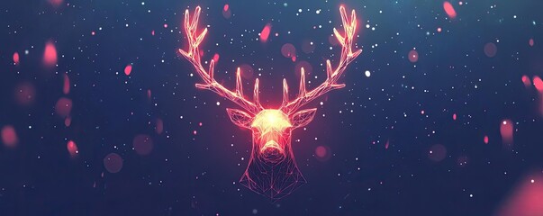 Poster - A vibrant and mystical deer with glowing antlers, set against a dreamy background of soft lights and colors.
