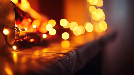 Aufkleber - A close-up view of warm glowing lights creating a cozy atmosphere, perfect for holiday or decorative themes.