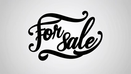 for sale calligraphy lettering black ink on plain white background