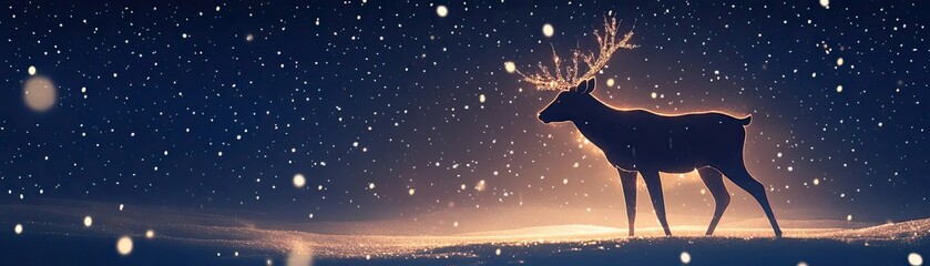 Poster - A majestic deer standing in a serene snow-covered landscape, showcasing the beauty of winter and nature's wonders.