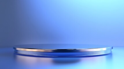 Poster - A silver podium sits on a blue background with a subtle gradient.