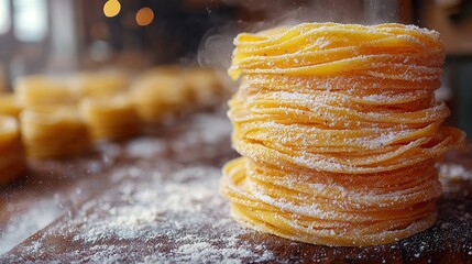 Freshly Made Homemade Pasta with Flour Dust