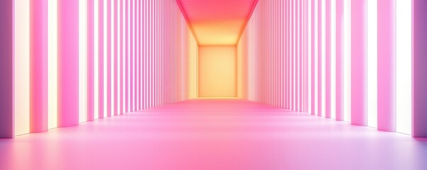 Poster - Pink and Yellow Neon Corridor.