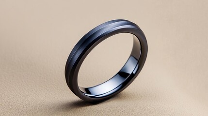 Chevron ring with a matte black finish, creating an understated elegance