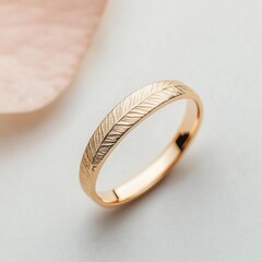 Leaf imprint ring with natural textures, ideal for botanical themes