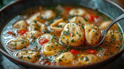 Delicious Tortellini Soup with Herbs and Spices