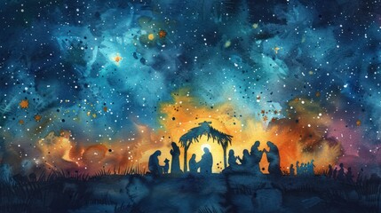 joyful nativity: a whimsical watercolor illustration of the christmas story