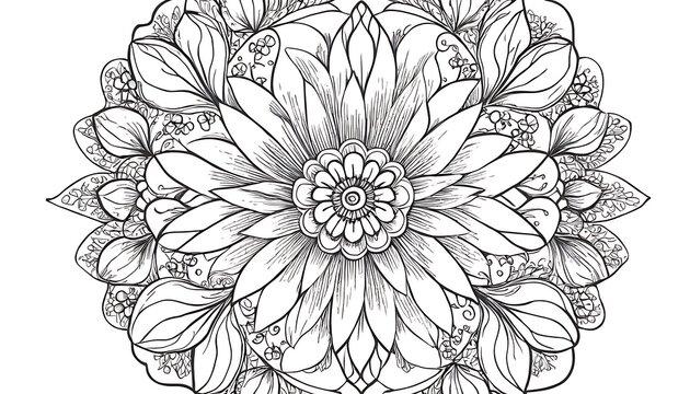 elegant black and white floral line art and illustrations for creative projects,floral pattern, line art, black and white, 546