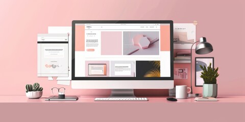 creative webpage mockup with a unique layout, including a large banner, grid-based content sections,