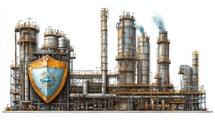 Industrial Plant With Protective Shield Illustration