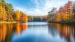 © Matcha_09 - A serene fall nature scene, with colorful trees surrounding a calm lake