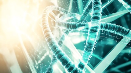 Poster - Abstract representation of a DNA double helix with a glowing, ethereal background.