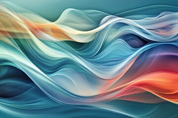 Fototapete - Abstract waves in motion, with smooth curves and flowing lines in oceanic colors