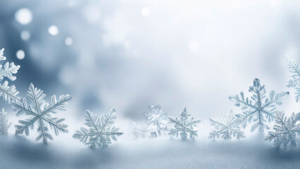 Sticker - Snowflakes on snow background. Christmas and New Year concept.